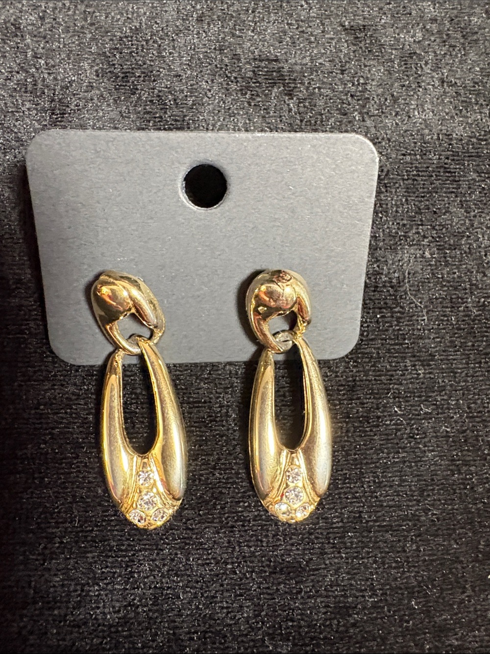 Gold Drop Link Earrings w/ crystals
